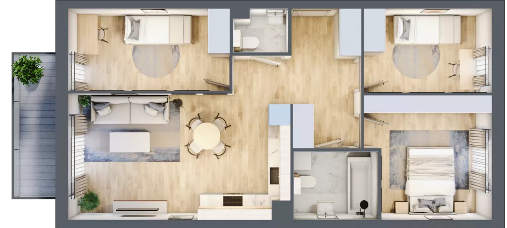 4 pokoje, mieszkanie 68,18 m², piętro 2, oferta nr D2/E/08, Orawska Vita II, Wrocław, Ołtaszyn, Krzyki, ul. Orawska 73