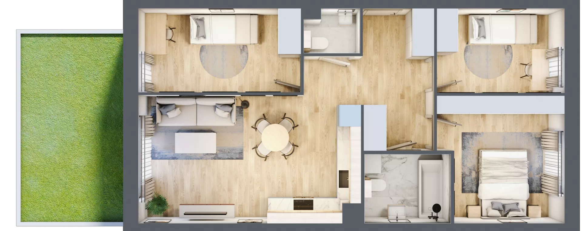 4 pokoje, mieszkanie 68,48 m², parter, oferta nr D2/E/02, Orawska Vita II, Wrocław, Ołtaszyn, Krzyki, ul. Orawska 73