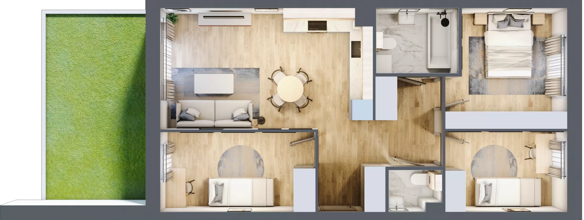 4 pokoje, mieszkanie 67,86 m², parter, oferta nr D2/F/01, Orawska Vita II, Wrocław, Ołtaszyn, Krzyki, ul. Orawska 73