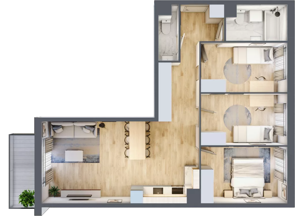 4 pokoje, mieszkanie 76,45 m², piętro 3, oferta nr 027/9, Aleje Praskie IX, Warszawa, Praga Południe, Kamionek, ul. Podskarbińska