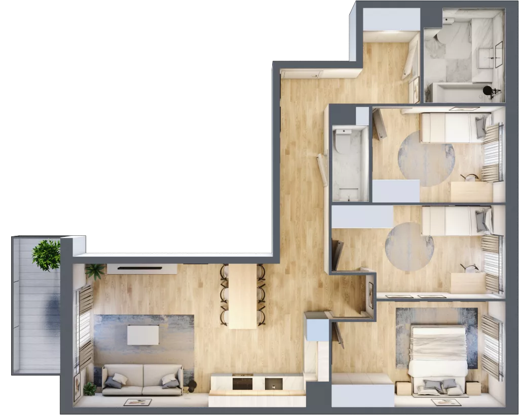 4 pokoje, mieszkanie 80,61 m², piętro 1, oferta nr 044/9, Aleje Praskie IX, Warszawa, Praga Południe, Kamionek, ul. Podskarbińska