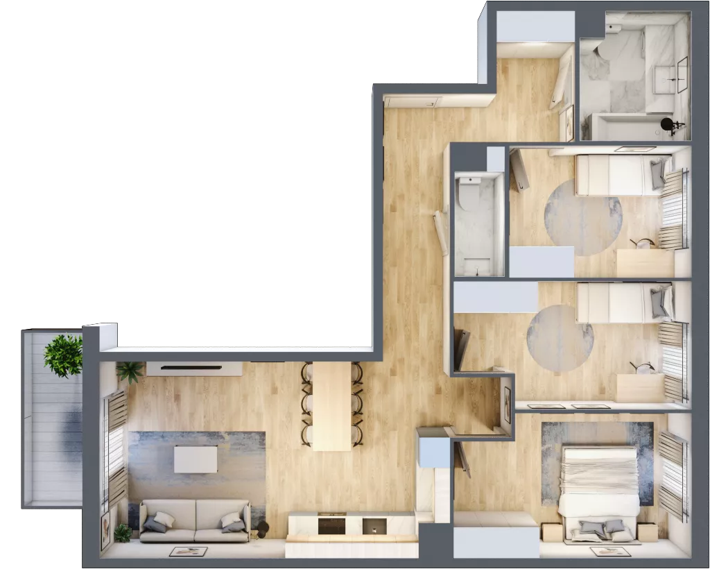 4 pokoje, mieszkanie 80,61 m², piętro 4, oferta nr 056/9, Aleje Praskie IX, Warszawa, Praga Południe, Kamionek, ul. Podskarbińska