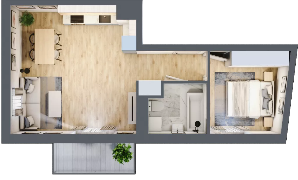 2 pokoje, mieszkanie 46,05 m², piętro 6, oferta nr A1.6A33, Bemowo Vita etap III, Warszawa, Bemowo, Chrzanów, Szeligowska 57	