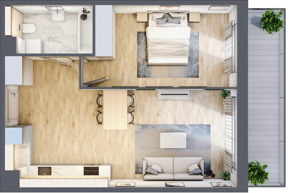 2 pokoje, mieszkanie 48,31 m², piętro 1, oferta nr A.001, Żabiniec Vita, Kraków, Krowodrza, ul. Żabiniec 56