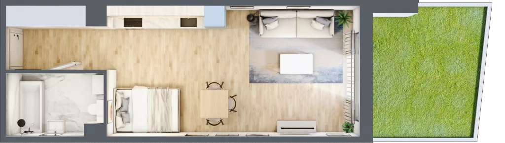 1 pokój, mieszkanie 36,25 m², parter, oferta nr A.052, Żabiniec Vita, Kraków, Krowodrza, ul. Żabiniec 56