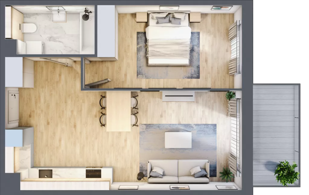 2 pokoje, mieszkanie 48,34 m², piętro 4, oferta nr A.037, Żabiniec Vita, Kraków, Krowodrza, ul. Żabiniec 56