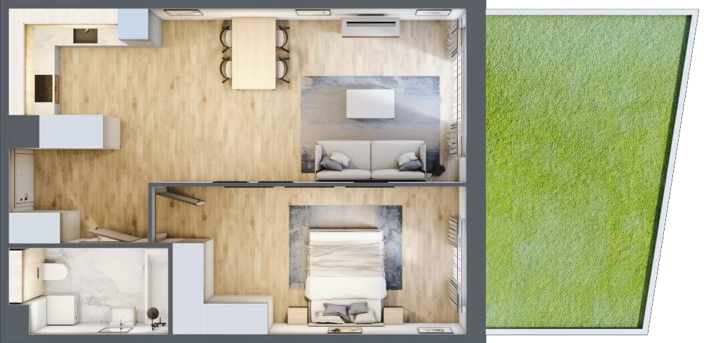 2 pokoje, mieszkanie 53,19 m², parter, oferta nr A.055, Żabiniec Vita, Kraków, Krowodrza, ul. Żabiniec 56