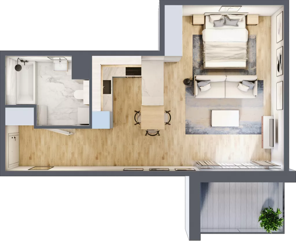 1 pokój, mieszkanie 40,73 m², piętro 2, oferta nr A.080, Żabiniec Vita, Kraków, Krowodrza, ul. Żabiniec 56