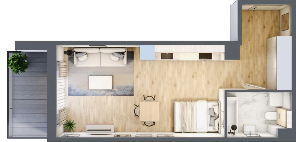 1 pokój, mieszkanie 37,12 m², piętro 4, oferta nr A.043, Żabiniec Vita, Kraków, Krowodrza, ul. Żabiniec 56