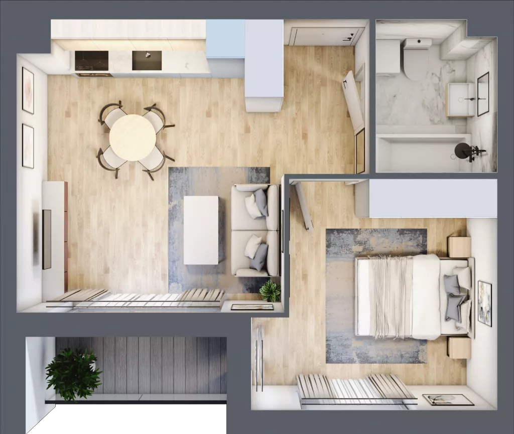 2 pokoje, mieszkanie 38,36 m², piętro 2, oferta nr E2/F/17, Orawska Vita III, Wrocław, Ołtaszyn, Krzyki, ul. Orawska