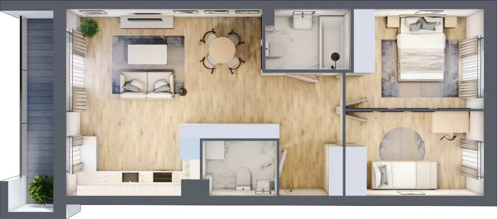 3 pokoje, mieszkanie 61,76 m², piętro 2, oferta nr E1/A/09, Orawska Vita III, Wrocław, Ołtaszyn, Krzyki, ul. Orawska