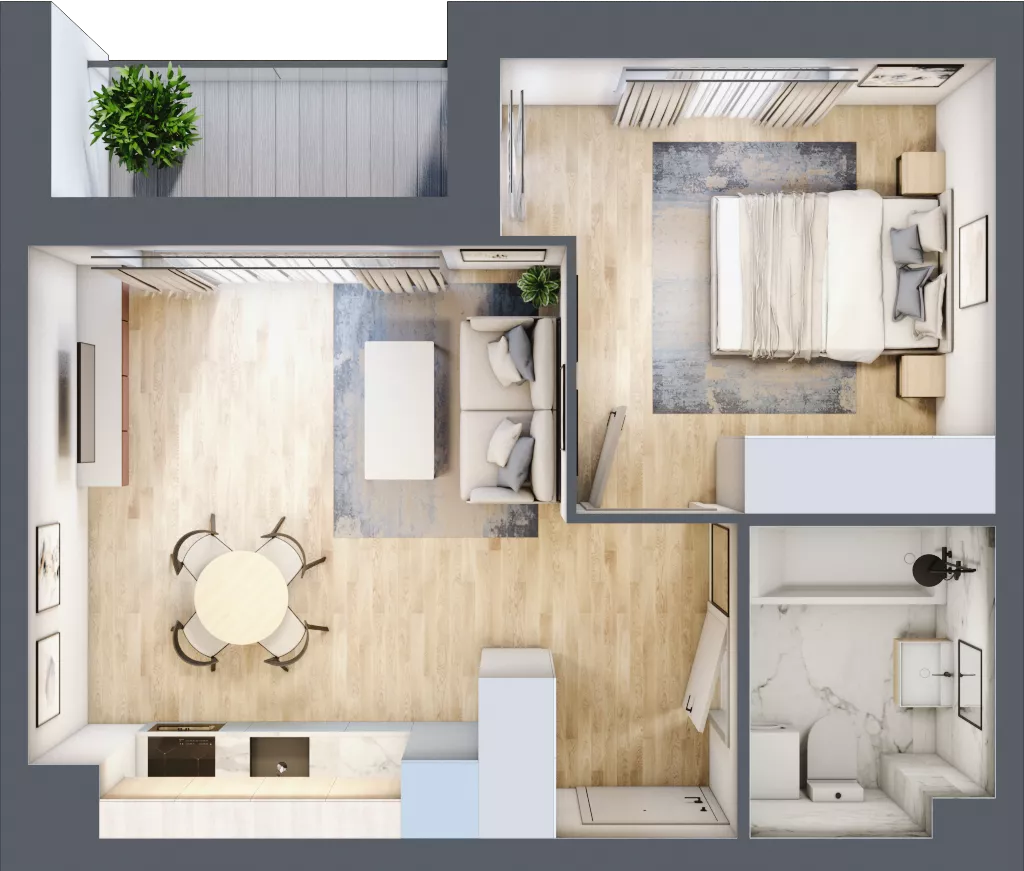 2 pokoje, mieszkanie 38,46 m², parter, oferta nr E1/C/04, Orawska Vita III, Wrocław, Ołtaszyn, Krzyki, ul. Orawska