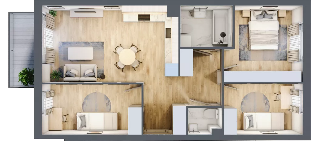 4 pokoje, mieszkanie 68,33 m², piętro 2, oferta nr E2/F/14, Orawska Vita III, Wrocław, Ołtaszyn, Krzyki, ul. Orawska