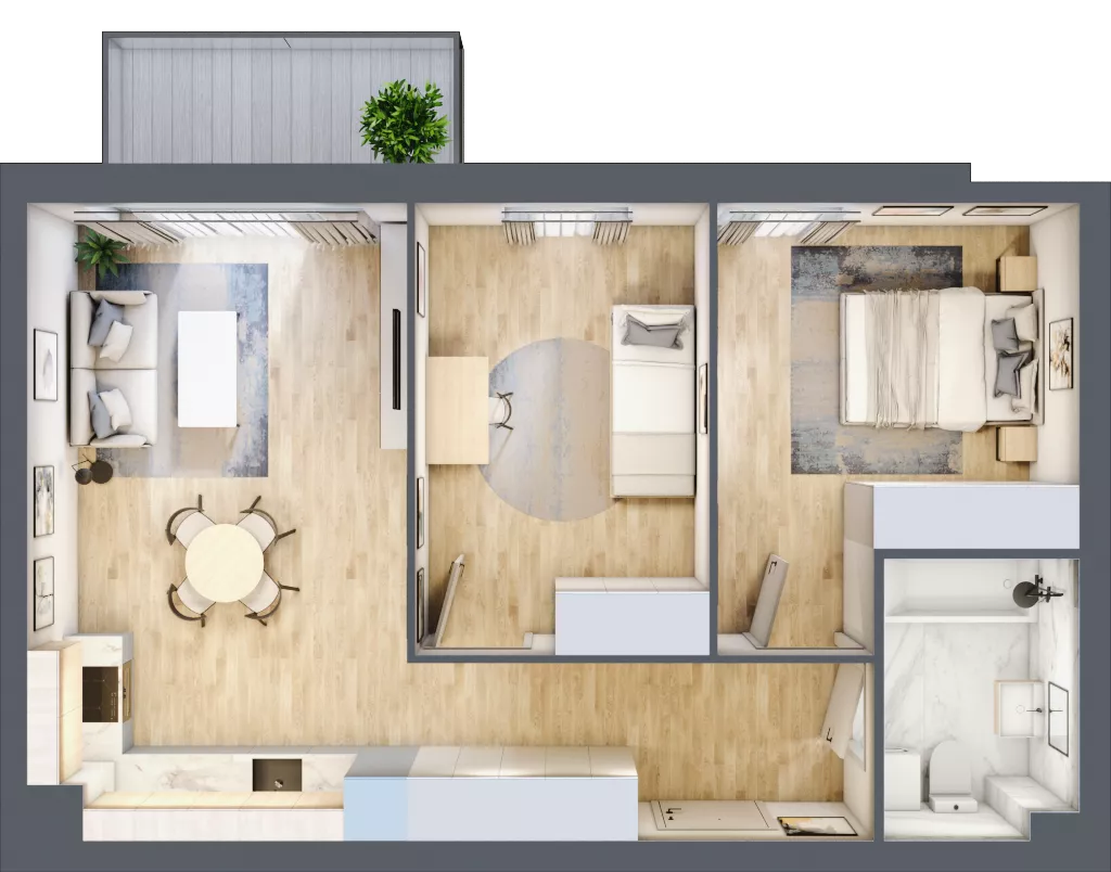 3 pokoje, mieszkanie 58,47 m², piętro 1, oferta nr F2/F/13, Orawska Vita III, Wrocław, Ołtaszyn, Krzyki, ul. Orawska
