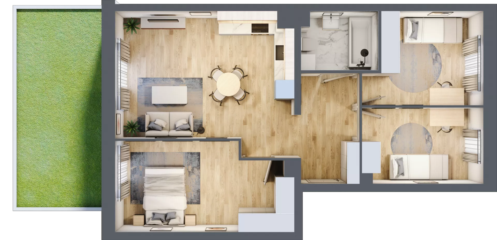 4 pokoje, mieszkanie 71,34 m², parter, oferta nr F2/E/01, Orawska Vita III, Wrocław, Ołtaszyn, Krzyki, ul. Orawska