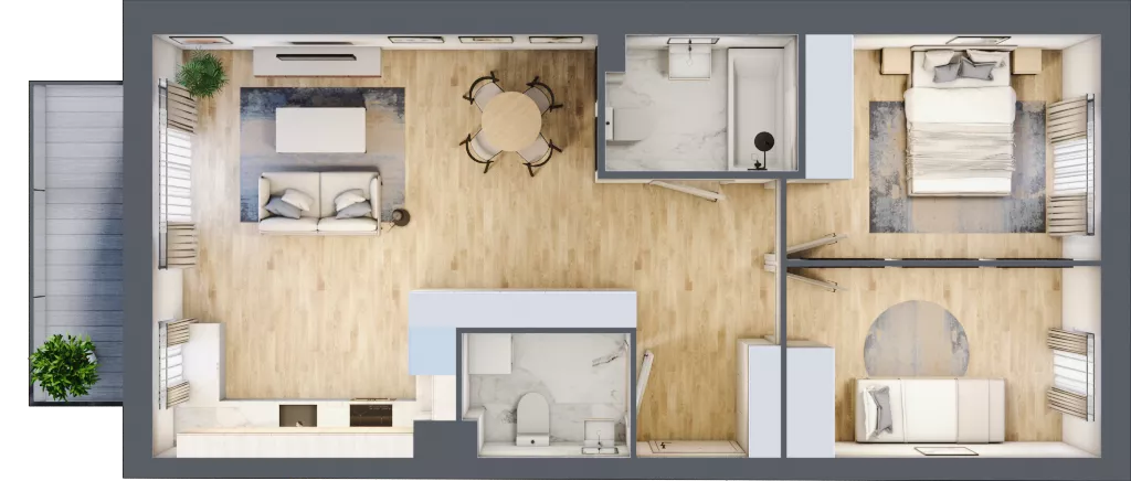 3 pokoje, mieszkanie 61,76 m², piętro 1, oferta nr F1/D/03, Orawska Vita III, Wrocław, Ołtaszyn, Krzyki, ul. Orawska