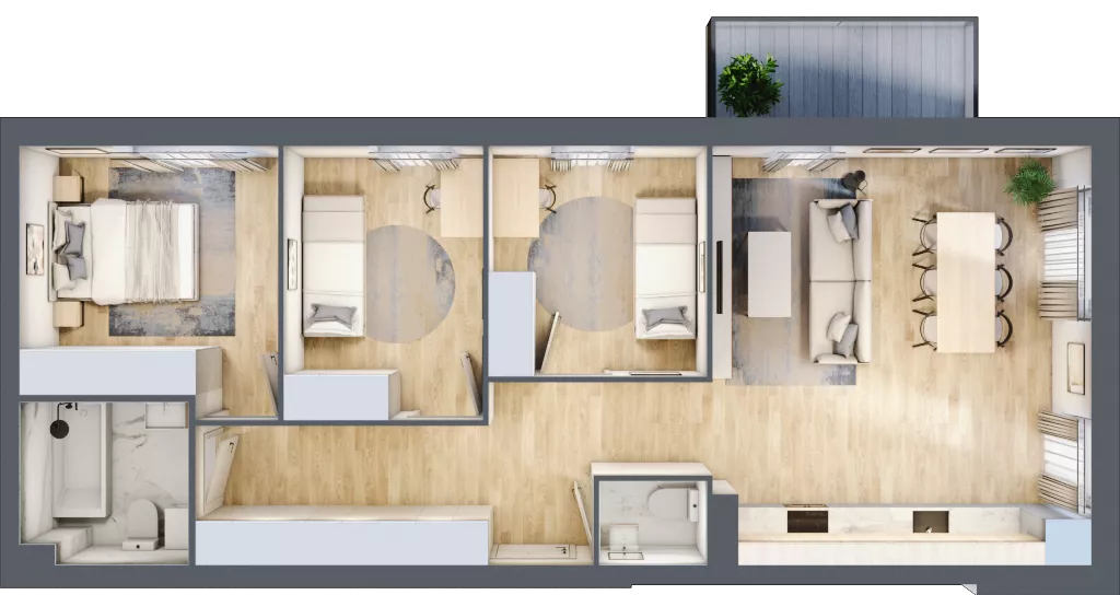 4 pokoje, mieszkanie 75,13 m², piętro 2, oferta nr F2/F/15, Orawska Vita III, Wrocław, Ołtaszyn, Krzyki, ul. Orawska