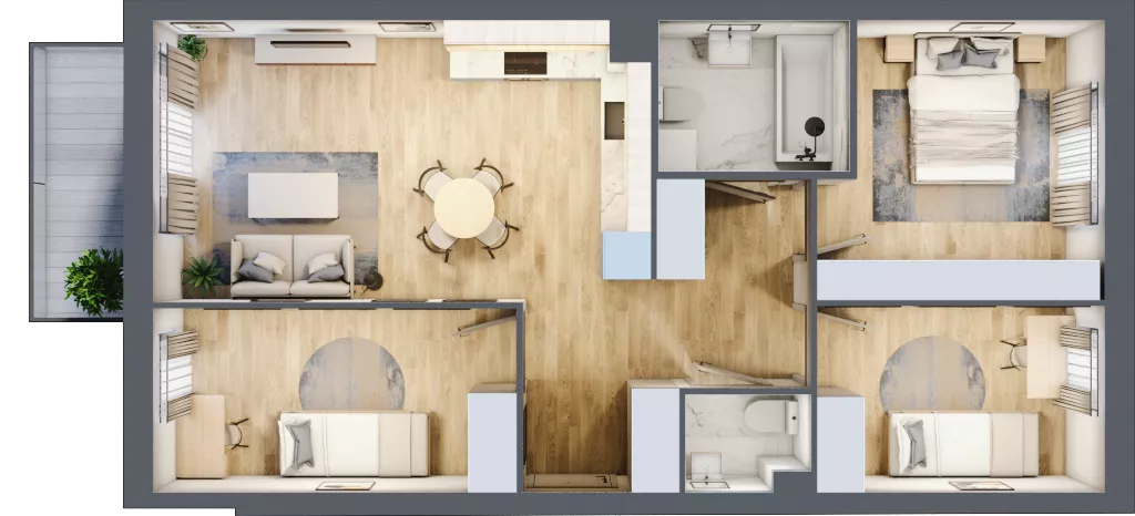 4 pokoje, mieszkanie 68,33 m², piętro 1, oferta nr F2/F/07, Orawska Vita III, Wrocław, Ołtaszyn, Krzyki, ul. Orawska