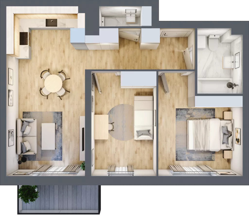 3 pokoje, mieszkanie 60,50 m², piętro 2, oferta nr F1/C/14, Orawska Vita III, Wrocław, Ołtaszyn, Krzyki, ul. Orawska