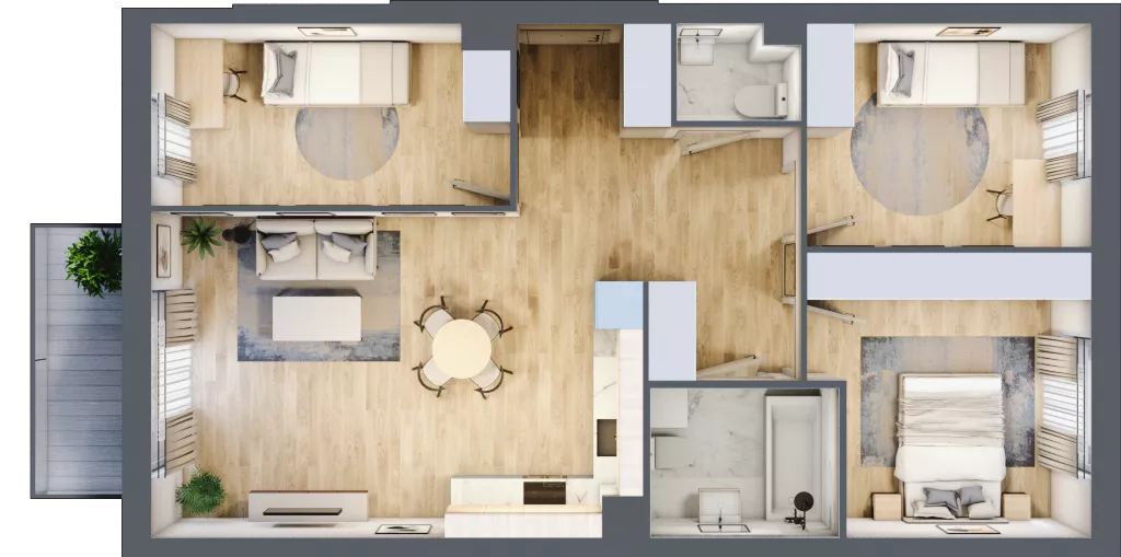 4 pokoje, mieszkanie 75,63 m², piętro 2, oferta nr F1/C/19, Orawska Vita III, Wrocław, Ołtaszyn, Krzyki, ul. Orawska