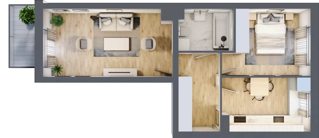 2 pokoje, mieszkanie 48,34 m², piętro 2, oferta nr F2/E/06, Orawska Vita III, Wrocław, Ołtaszyn, Krzyki, ul. Orawska