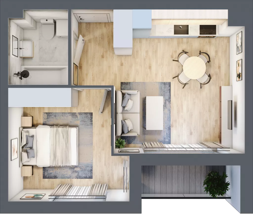 2 pokoje, mieszkanie 38,37 m², piętro 2, oferta nr F2/F/16, Orawska Vita III, Wrocław, Ołtaszyn, Krzyki, ul. Orawska