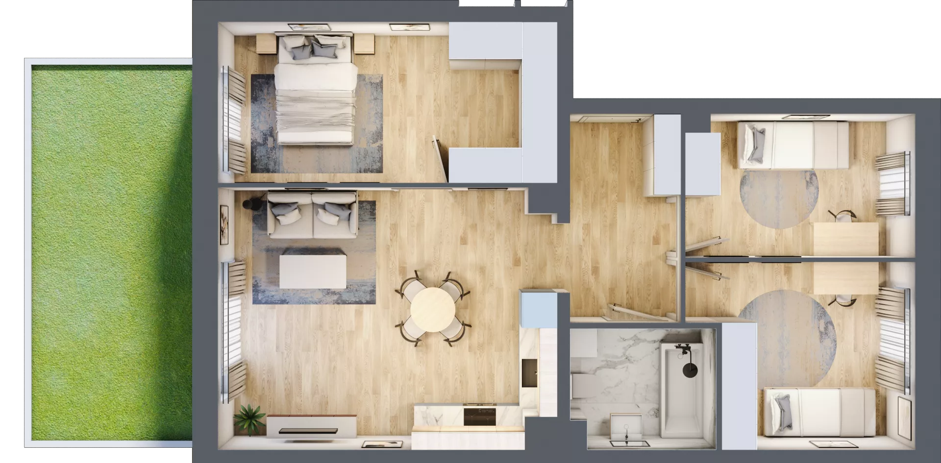 4 pokoje, mieszkanie 73,09 m², parter, oferta nr F1/D/02, Orawska Vita III, Wrocław, Ołtaszyn, Krzyki, ul. Orawska