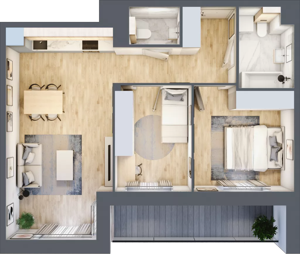 3 pokoje, mieszkanie 60,00 m², piętro 2, oferta nr A1/02/25, WUWA Vita II, Wrocław, Żerniki, Fabryczna, ul. T. Brzozy