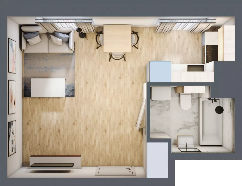 1 pokój, mieszkanie 26,71 m², piętro 2, oferta nr A1/02/33, WUWA Vita II, Wrocław, Żerniki, Fabryczna, ul. T. Brzozy