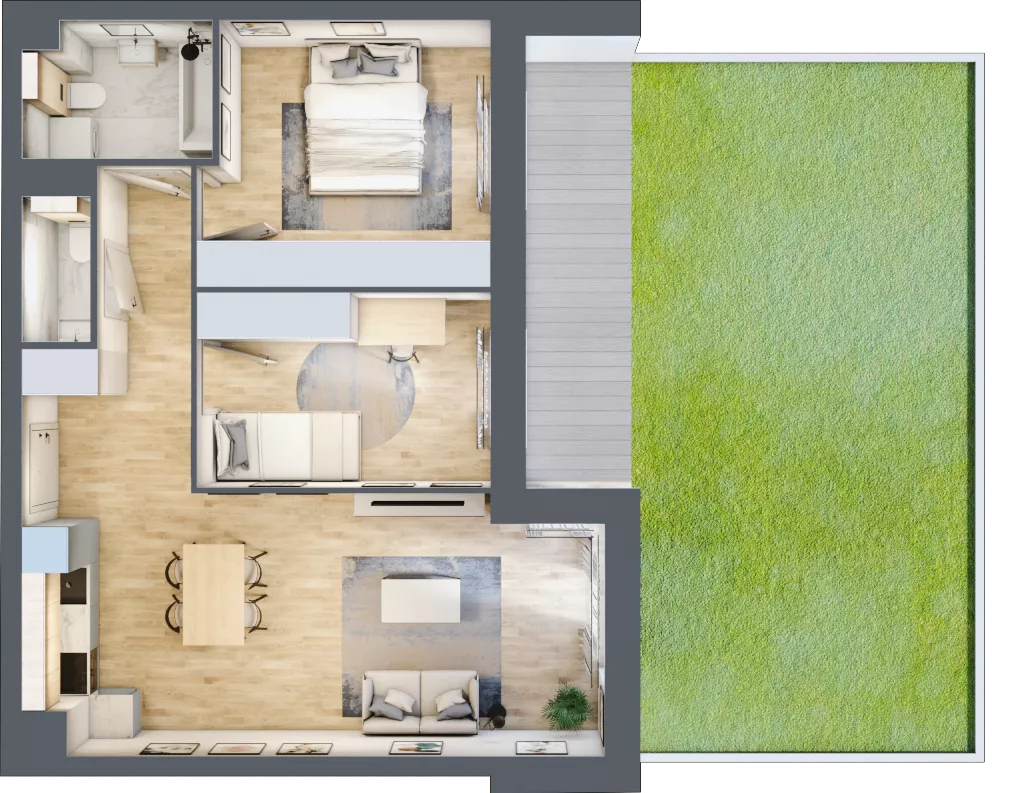 3 pokoje, mieszkanie 60,95 m², parter, oferta nr A1/00/11, WUWA Vita II, Wrocław, Żerniki, Fabryczna, ul. T. Brzozy