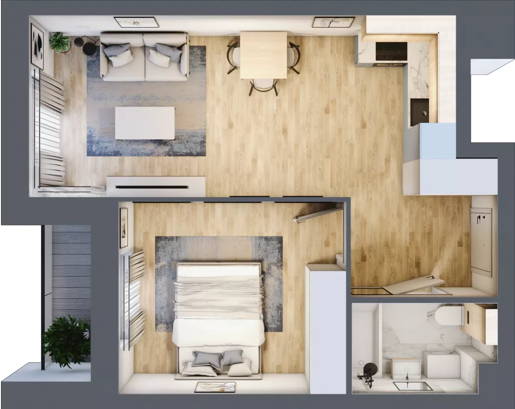 2 pokoje, mieszkanie 42,12 m², parter, oferta nr A1/00/06, WUWA Vita II, Wrocław, Żerniki, Fabryczna, ul. T. Brzozy