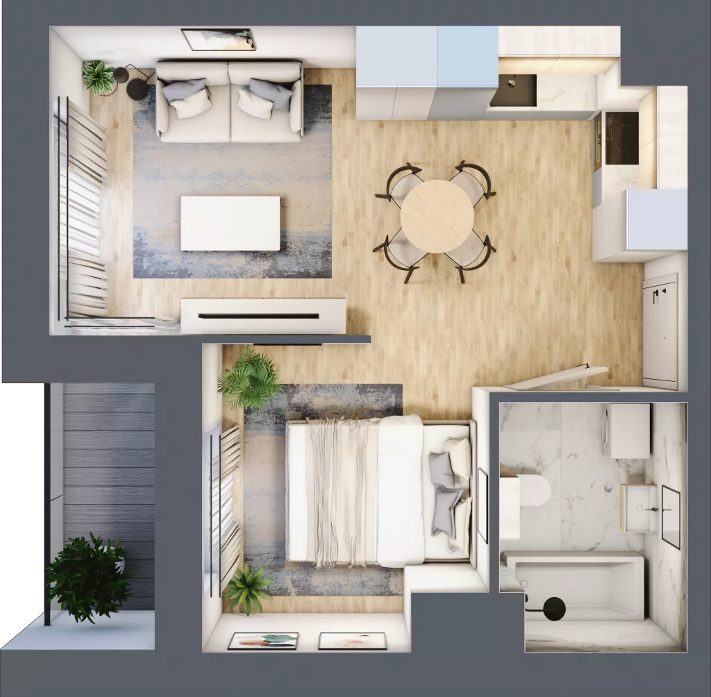 1 pokój, mieszkanie 32,28 m², piętro 2, oferta nr A1/02/31, WUWA Vita II, Wrocław, Żerniki, Fabryczna, ul. T. Brzozy
