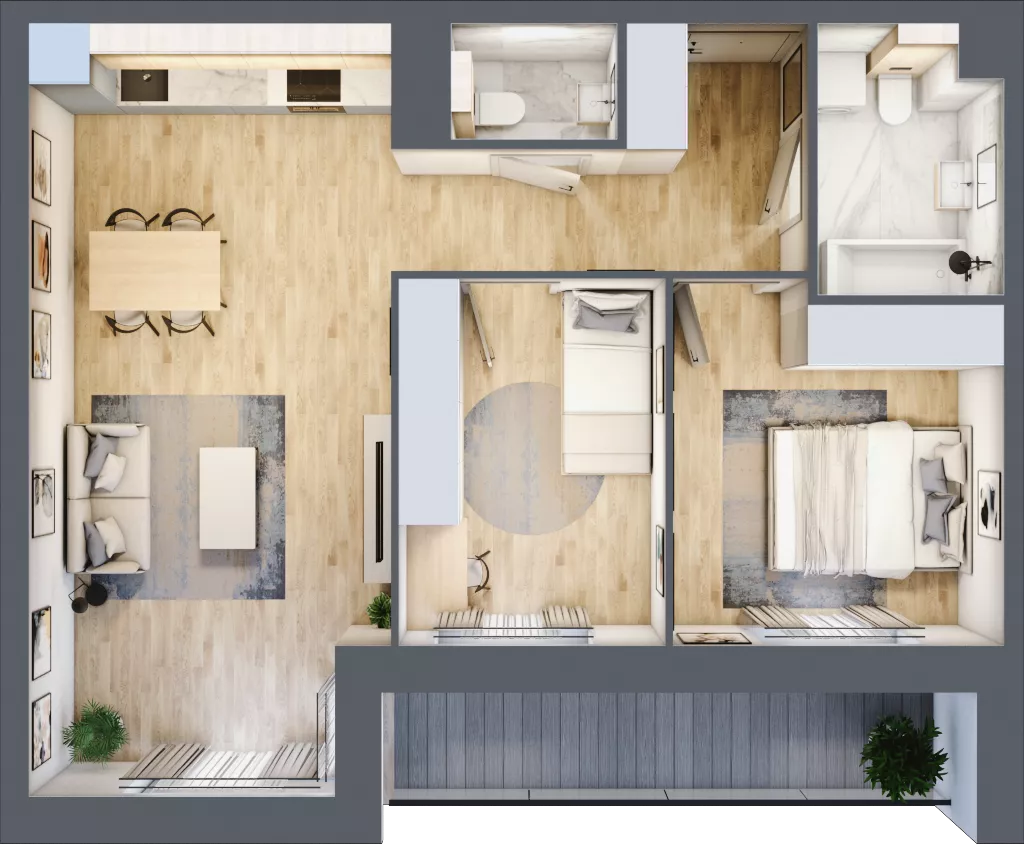 3 pokoje, mieszkanie 61,93 m², piętro 2, oferta nr A1/02/36, WUWA Vita II, Wrocław, Żerniki, Fabryczna, ul. T. Brzozy