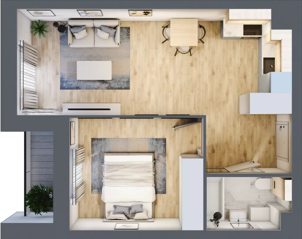 2 pokoje, mieszkanie 43,46 m², parter, oferta nr A1/00/05, WUWA Vita II, Wrocław, Żerniki, Fabryczna, ul. T. Brzozy