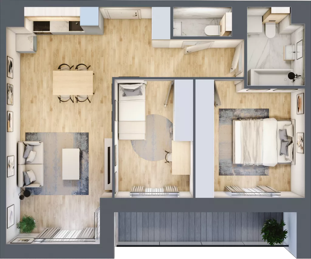 3 pokoje, mieszkanie 61,84 m², piętro 1, oferta nr A1/01/22, WUWA Vita II, Wrocław, Żerniki, Fabryczna, ul. T. Brzozy