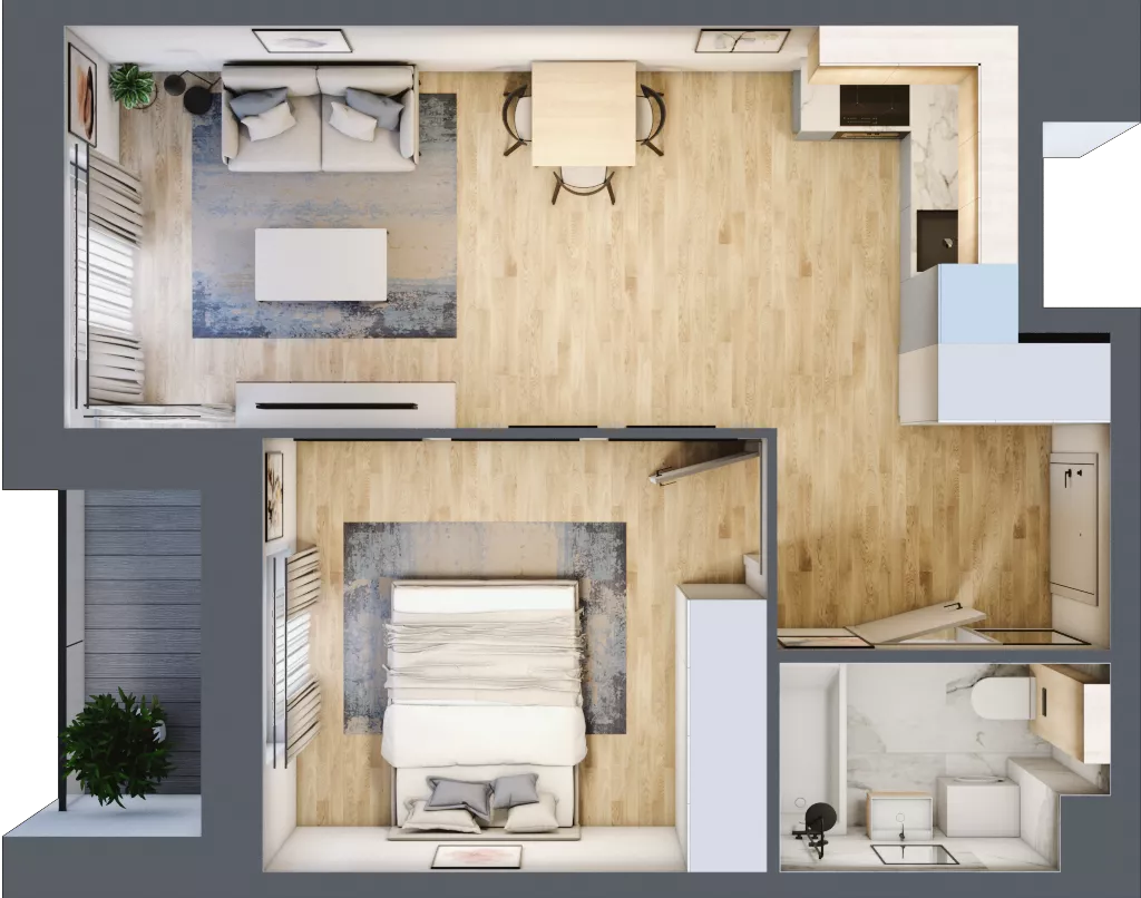 2 pokoje, mieszkanie 42,83 m², piętro 1, oferta nr A1/01/18, WUWA Vita II, Wrocław, Żerniki, Fabryczna, ul. T. Brzozy