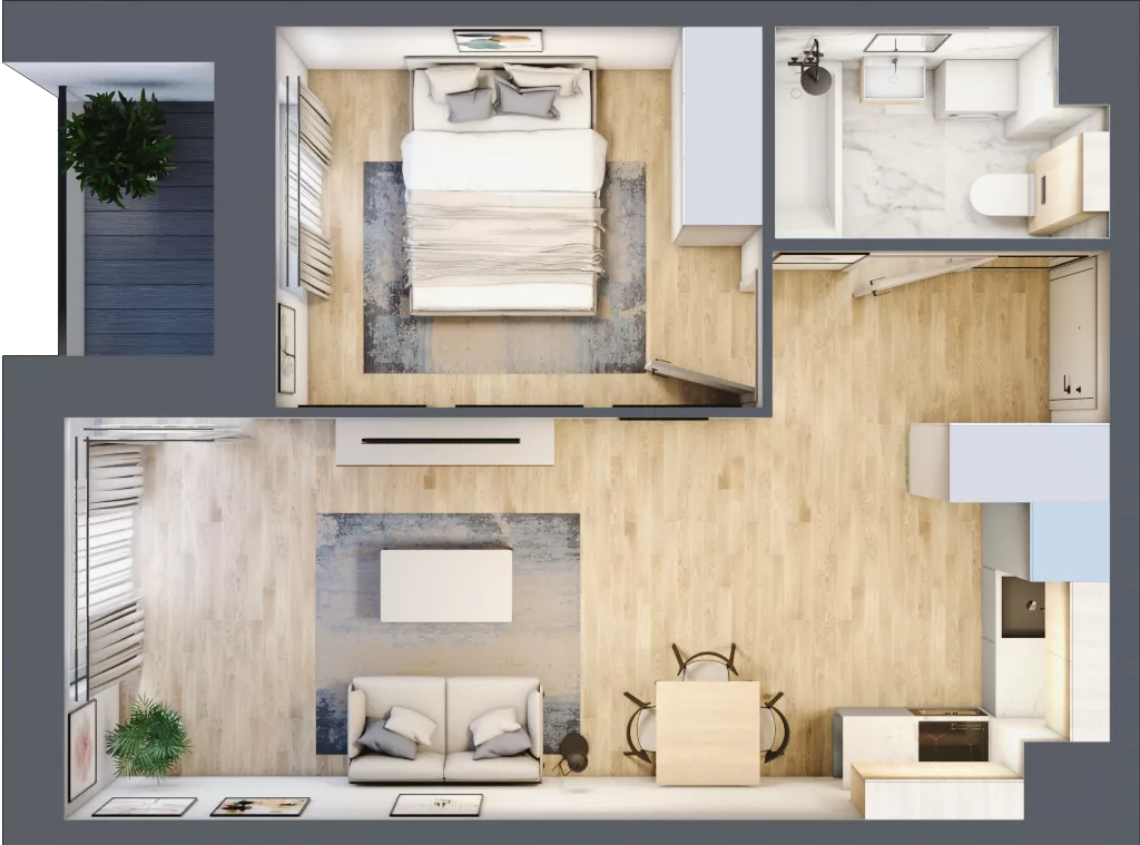 2 pokoje, mieszkanie 41,30 m², piętro 2, oferta nr A2/02/16, WUWA Vita II, Wrocław, Żerniki, Fabryczna, ul. T. Brzozy