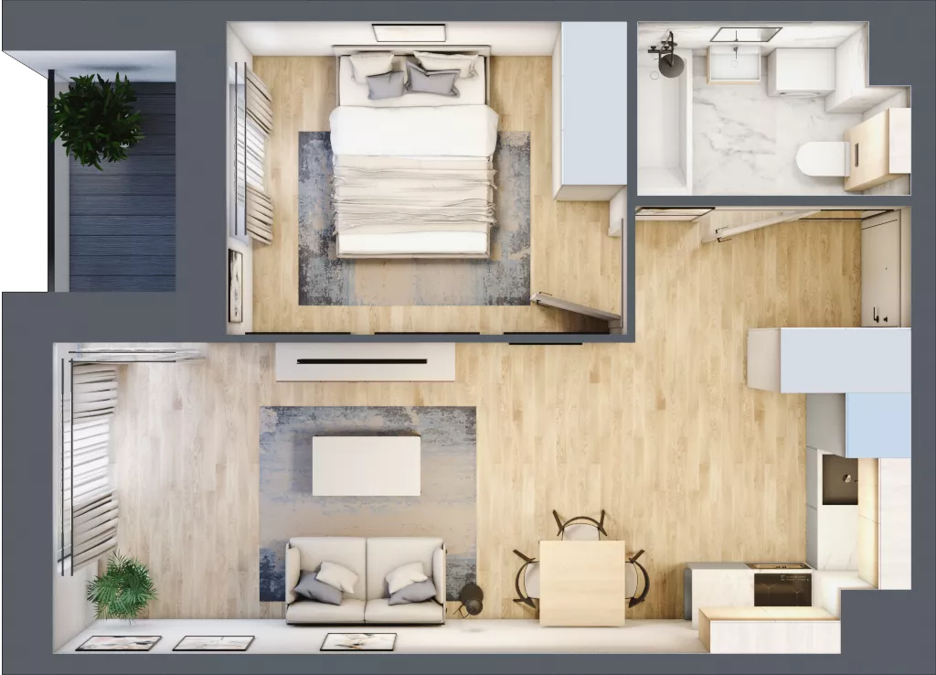 2 pokoje, mieszkanie 39,87 m², piętro 2, oferta nr A2/02/15, WUWA Vita II, Wrocław, Żerniki, Fabryczna, ul. T. Brzozy