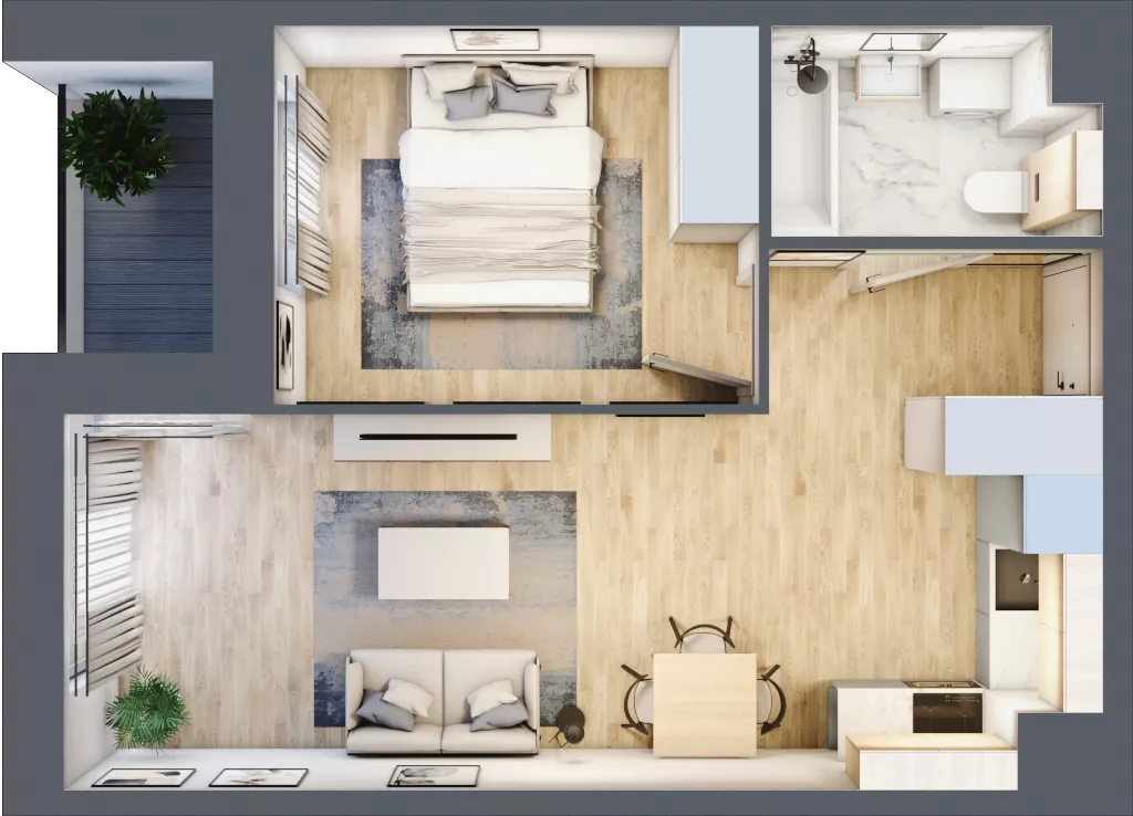 2 pokoje, mieszkanie 39,87 m², piętro 2, oferta nr A3/02/16, WUWA Vita II, Wrocław, Żerniki, Fabryczna, ul. T. Brzozy