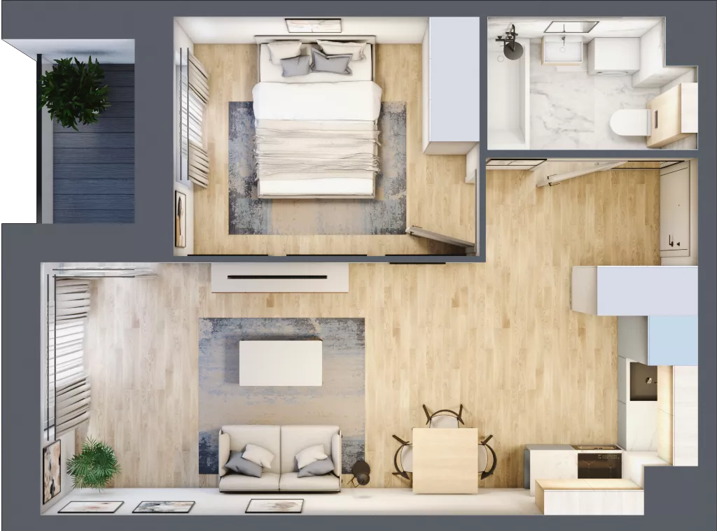 2 pokoje, mieszkanie 41,30 m², piętro 2, oferta nr A3/02/15, WUWA Vita II, Wrocław, Żerniki, Fabryczna, ul. T. Brzozy