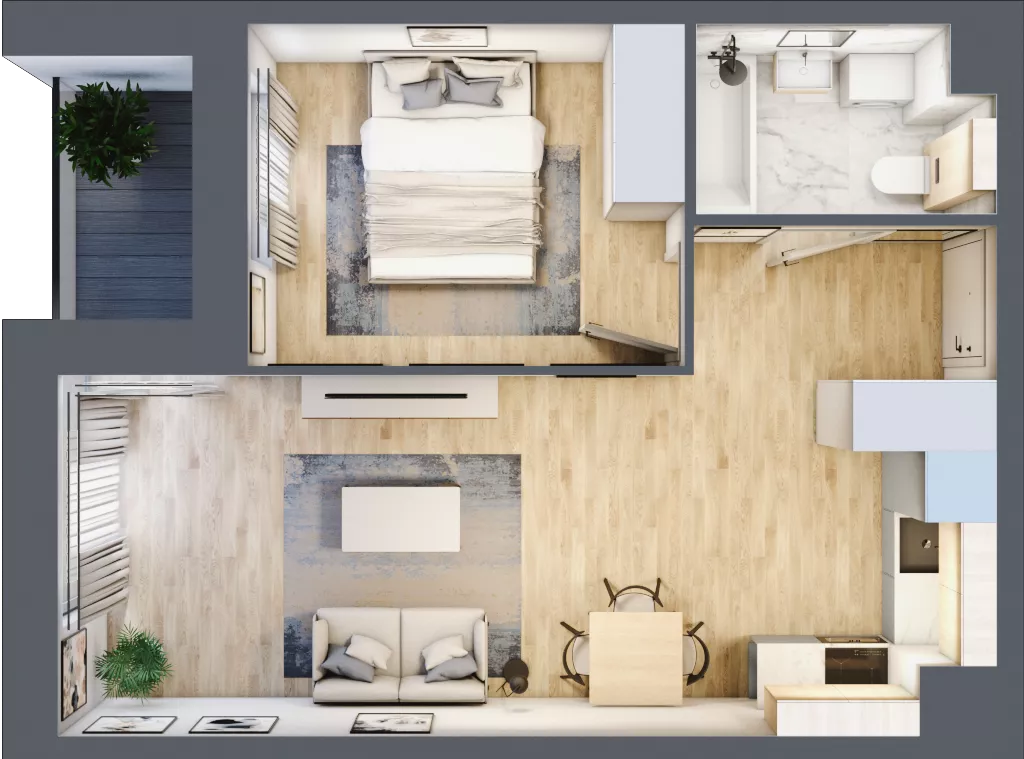 2 pokoje, mieszkanie 41,30 m², piętro 1, oferta nr A3/01/08, WUWA Vita II, Wrocław, Żerniki, Fabryczna, ul. T. Brzozy