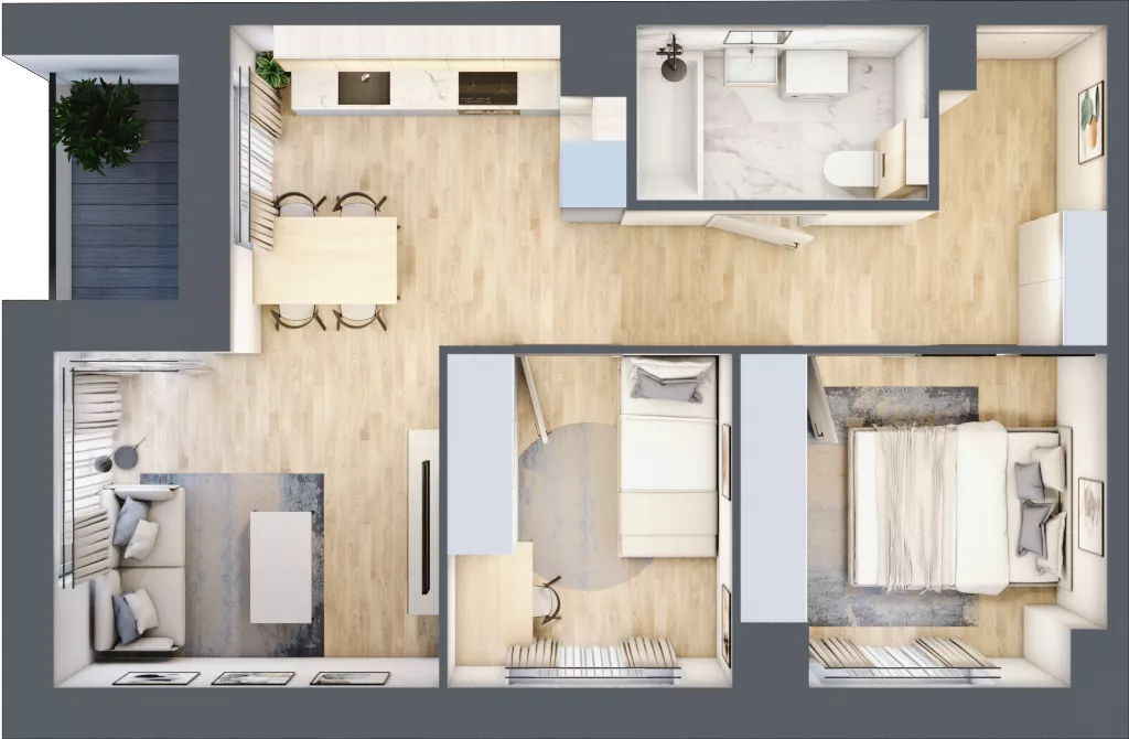 3 pokoje, mieszkanie 49,86 m², piętro 2, oferta nr B1/02/14, WUWA Vita II, Wrocław, Żerniki, Fabryczna, ul. T. Brzozy