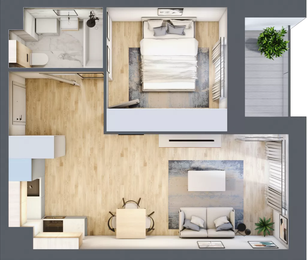 2 pokoje, mieszkanie 40,49 m², piętro 3, oferta nr B2/03/45, WUWA Vita II, Wrocław, Żerniki, Fabryczna, ul. T. Brzozy
