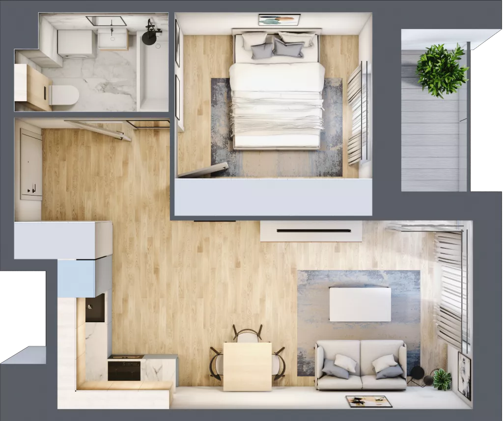 2 pokoje, mieszkanie 39,18 m², piętro 3, oferta nr B2/03/43, WUWA Vita II, Wrocław, Żerniki, Fabryczna, ul. T. Brzozy