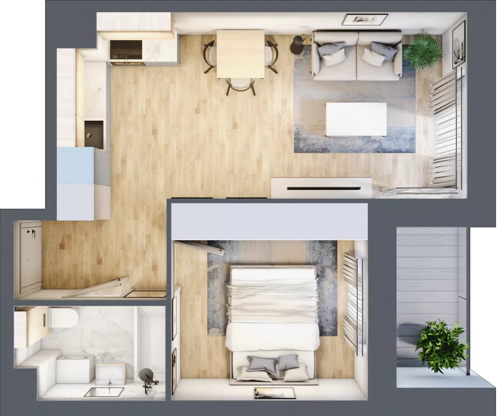 2 pokoje, mieszkanie 38,12 m², piętro 3, oferta nr B2/03/32, WUWA Vita II, Wrocław, Żerniki, Fabryczna, ul. T. Brzozy