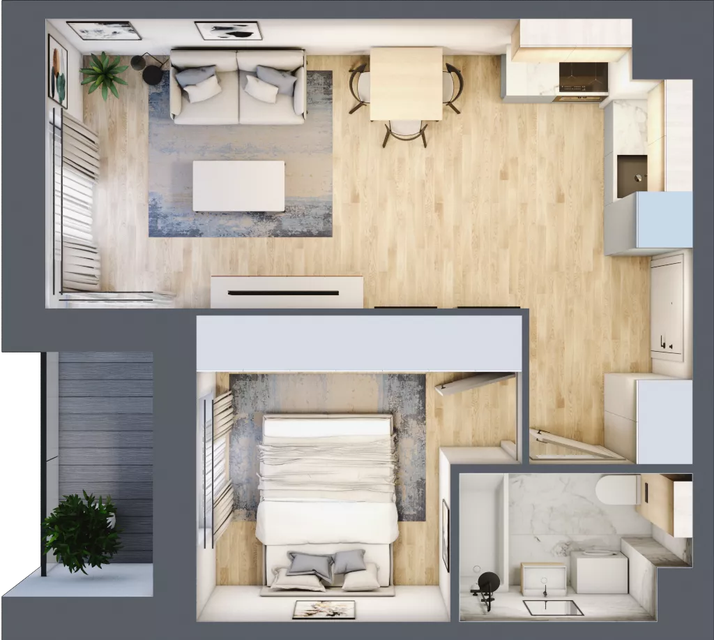 2 pokoje, mieszkanie 37,95 m², piętro 3, oferta nr B2/03/41, WUWA Vita II, Wrocław, Żerniki, Fabryczna, ul. T. Brzozy