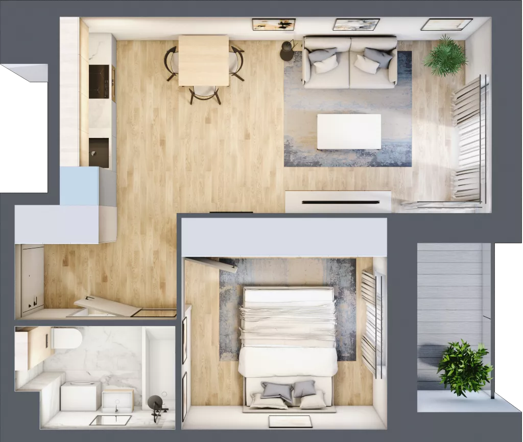 2 pokoje, mieszkanie 38,83 m², piętro 3, oferta nr B2/03/33, WUWA Vita II, Wrocław, Żerniki, Fabryczna, ul. T. Brzozy