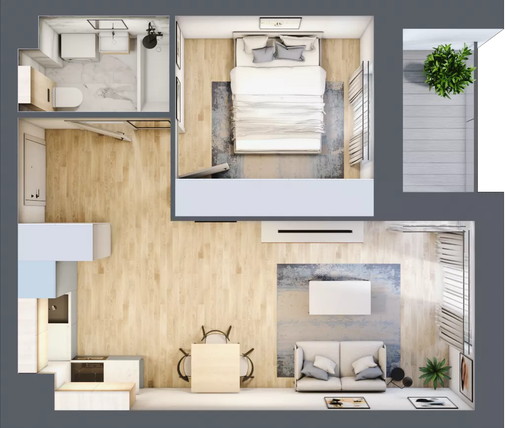 2 pokoje, mieszkanie 39,87 m², piętro 1, oferta nr B2/01/15, WUWA Vita II, Wrocław, Żerniki, Fabryczna, ul. T. Brzozy