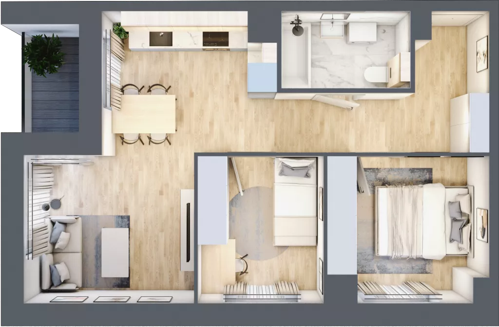 3 pokoje, mieszkanie 49,86 m², piętro 2, oferta nr B3/02/14, WUWA Vita II, Wrocław, Żerniki, Fabryczna, ul. T. Brzozy