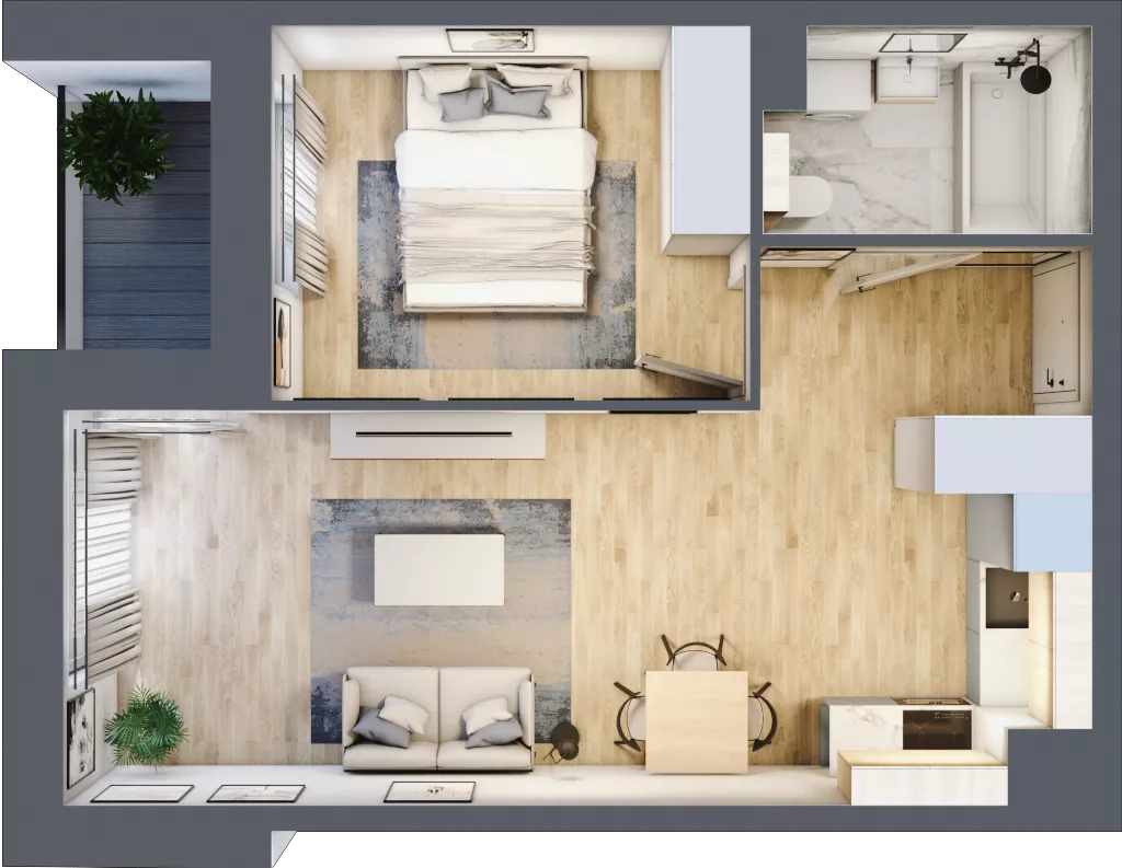 2 pokoje, mieszkanie 41,30 m², piętro 2, oferta nr B3/02/15, WUWA Vita II, Wrocław, Żerniki, Fabryczna, ul. T. Brzozy